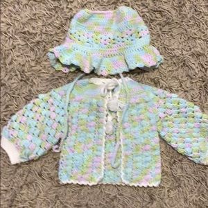 Baby girl handmade sweater/hat set